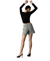 blue revival Women's High-Waisted Cargo Denim Shorts