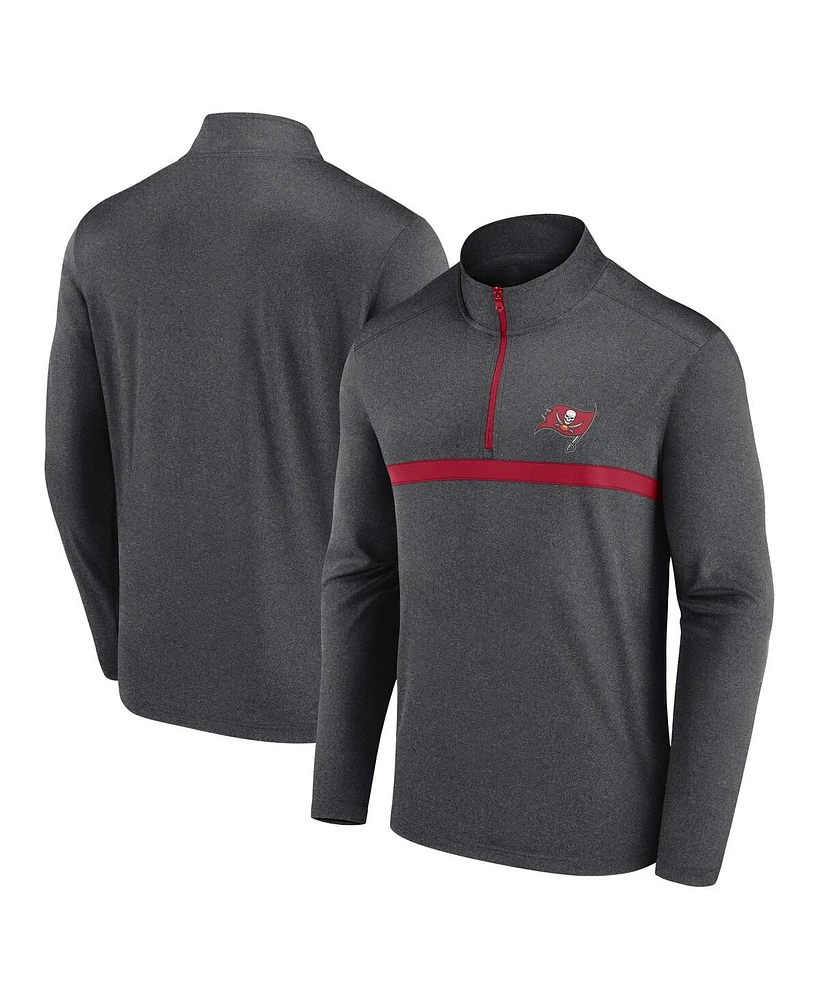 Fanatics Men's Heather Charcoal Tampa Bay Buccaneers Head-to-Head Quarter-Zip Pullover Hoodie