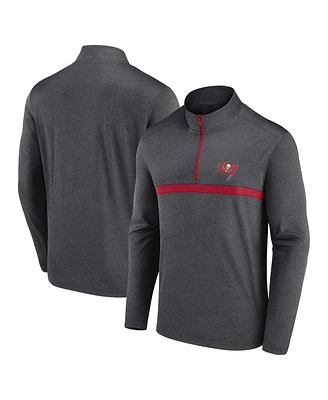 Fanatics Men's Heather Charcoal Tampa Bay Buccaneers Head-to-Head Quarter-Zip Pullover Hoodie