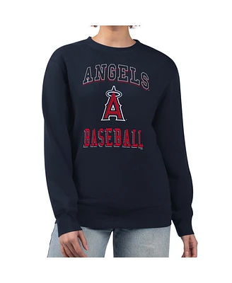 G-iii 4Her by Carl Banks Women's Navy Los Angeles Angels Team Logo Graphic Tri-Blend Fleece Pullover Sweatshirt