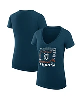 G-iii 4Her by Carl Banks Women's Navy Detroit Tigers Collage Team Graphic V-Neck Fitted T-Shirt