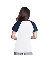 G-iii 4Her by Carl Banks Women's White/Navy Atlanta Braves Ball Park Raglan V-Neck T-Shirt