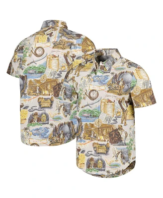 Reyn Spooner Men's Natural Indiana Jones Raiders of the Lost Ark Tailored Button-Down Shirt