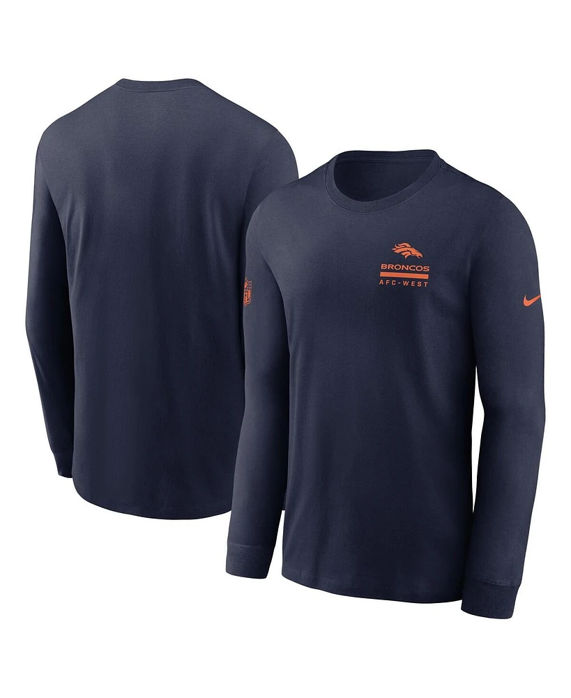 Nike Men's Navy Denver Broncos Sideline Performance Long Sleeve T-Shirt