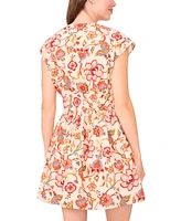 CeCe Women's Cotton Short-Sleeve V-Neck Dress