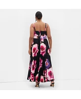 City Chic Plus Ariana Pleat Print Maxi Dress