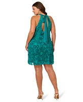 Aidan by Adrianna Papell Plus Embroidered Short Halter Dress