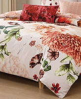 Bebejan Hazy Blossom 100% Cotton Sateen 5 Piece Queen Size Reversible Comforter Set