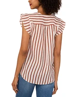Vince Camuto Women's Striped V-Neck Cap-Sleeve Shirt