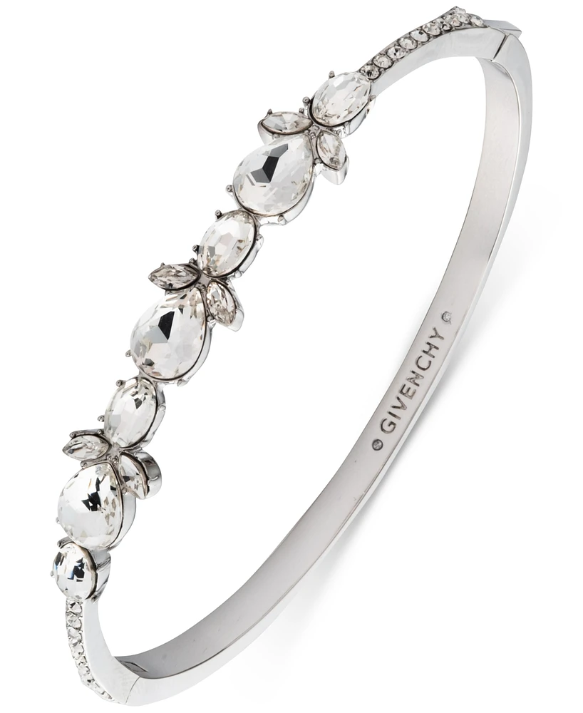 Givenchy Silver Tone Crystal Stone Bangle Bracelet