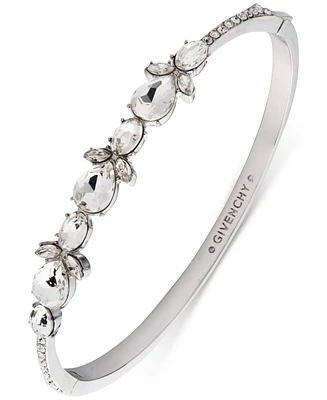 Givenchy Silver Tone Crystal Stone Bangle Bracelet