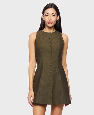 Alex & Sophia Juniors' Sleeveless Button Down Dress