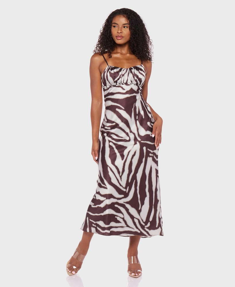 Alex & Sophia Juniors' Printed Satin Sleeveless Dress