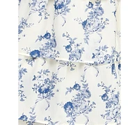 Crystal Doll Juniors' Floral Print Tie-Shoulder Tiered Dress