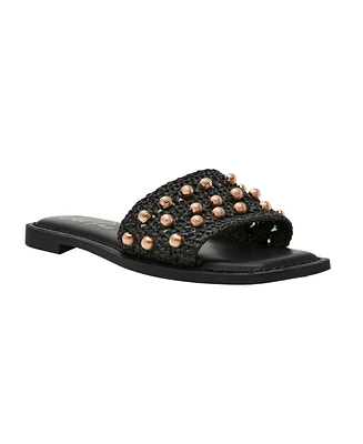 Wild Pair Women's Grettaa Embellished Flat Slide Sandals, Exclusively at Macy's