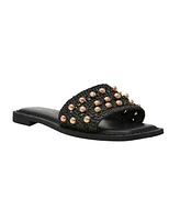 Wild Pair Women's Grettaa Embellished Flat Slide Sandals, Exclusively at Macy's