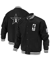 Fisll Men's and Women's Black Nba Logoman Shadow Collection Full-Snap Varsity Jacket