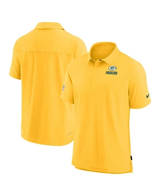 Nike Men's Gold Green Bay Packers Sideline Lockup Performance Polo Shirt