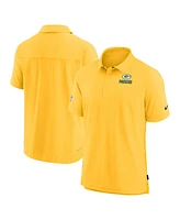 Nike Men's Gold Green Bay Packers Sideline Lockup Performance Polo Shirt