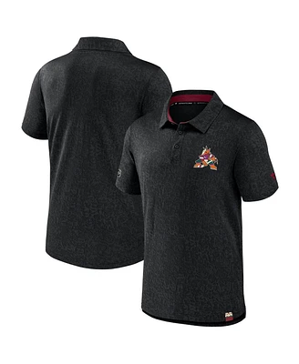 Fanatics Men's Black Arizona Coyotes Authentic Pro Jacquard Polo Shirt