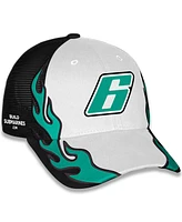 Checkered Flag Sports Men's and Women's Black/White Brad Keselowski BuildSubmarines.com Flame Trucker Adjustable Hat