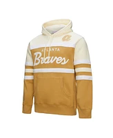 Mitchell & Ness Men's Tan/Cream Atlanta Braves Head Coach Pullover Hoodie