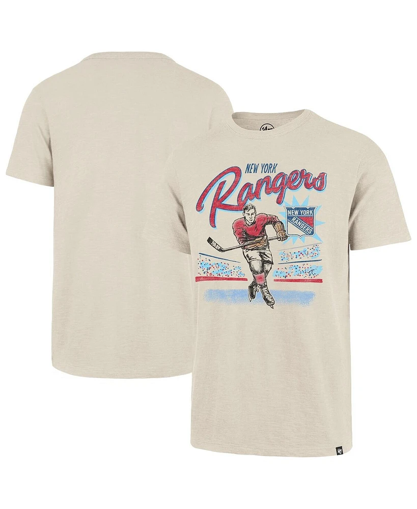 '47 Brand Men's Natural New York Rangers Hockey Player Golden Age Scrum T-Shirt