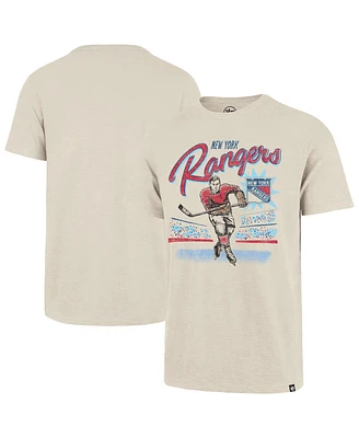 '47 Brand Men's Natural New York Rangers Hockey Player Golden Age Scrum T-Shirt