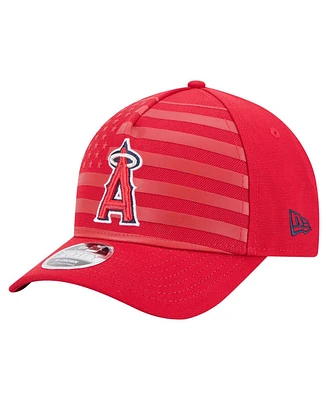 New Era Men's Red Los Angeles Angels American Flag 9FORTY M-Crown A-Frame Adjustable Hat