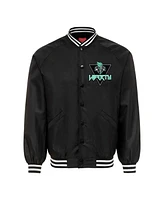 Sportiqe Men's and Women's Black New York Liberty Rock Roll Collection Ringo Satin Raglan Full-Snap Bomber Jacket