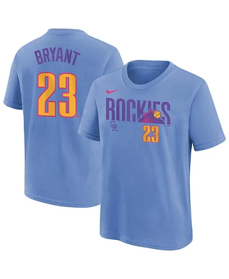 Nike Big Boys and Girls Kris Bryant Light Blue Colorado Rockies Fuse City Connect Name Number T-Shirt