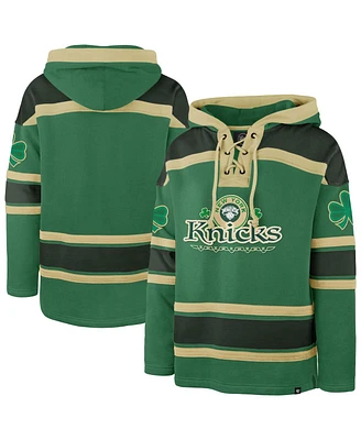 '47 Brand Men's Kelly Green New York Knicks McLucky Superior Lace-Up Pullover Hoodie