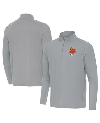 Antigua Men's Gray Philadelphia Eagles Super Bowl Lix Champions Intent Quarter-Zip Pullover Sweatshirt