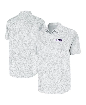 Antigua Men's White Lsu Tigers Lush Button-Up Shirt
