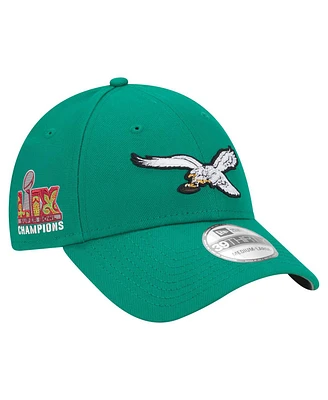 New Era Men's Kelly Green Philadelphia Eagles Super Bowl Lix Champions Historic Side Patch 39THIRTY Flex Hat