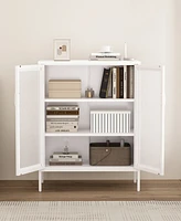 Manhattan Comfort 31.5" Steel Amelia Modern 3-Shelf Accent Cabinet