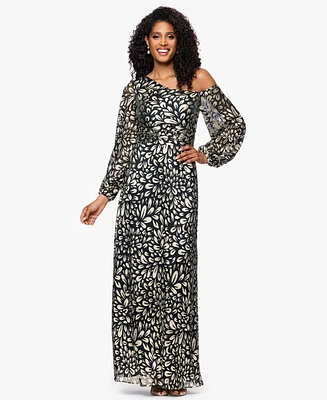 B&A By Betsy and Adam Petites Metallic Printed Long Dress