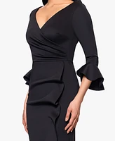 Betsy & Adam Petites V-Neck Scuba Long Sheath Dress