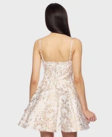 B Darlin Juniors' Sleeveless Jacquard Fit & Flare Dress