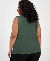 Kasper Plus Twist-Front Shell Top
