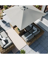 Mondawe 120" Square Cantilever Umbrella with Detachable Led Atmosphere Light and Bluetooth Player