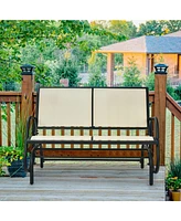 Gymax Patio Swing Glider Bench Loveseat Rocking Chair Backyard Poolside