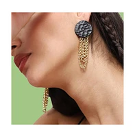Sohi Women's Black Chain Drop Earrings