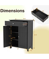 Slickblue Bathroom Floor Cabinet Freestanding Storage Organizer with 2 Doors