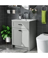 Slickblue Bathroom Vanity Unit with Basin and Double Doors for Compact Storage