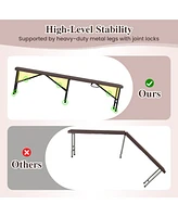 Gymax 6 ft Plastic Folding Bench Portable Fold-in-Half Seat w/ 1320 Lbs Capacity