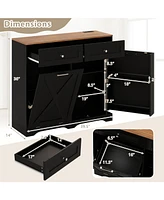 Slickblue Tilt Out Trash Can Cabinet with Outlets and Adjustable Shelf