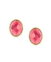 Bling Jewelry 2.3CT Pave Cz Halo Created Stone Round Oval Stud Earrings Gold Plated .925 Sterling Silver