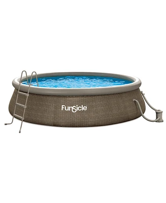 Funsicle 14' x 36" QuickSet Ring Top Above Ground Swimming Pool, Basketweave