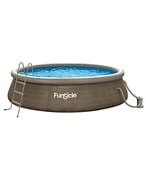 Funsicle 14' x 36" QuickSet Ring Top Above Ground Swimming Pool, Basketweave
